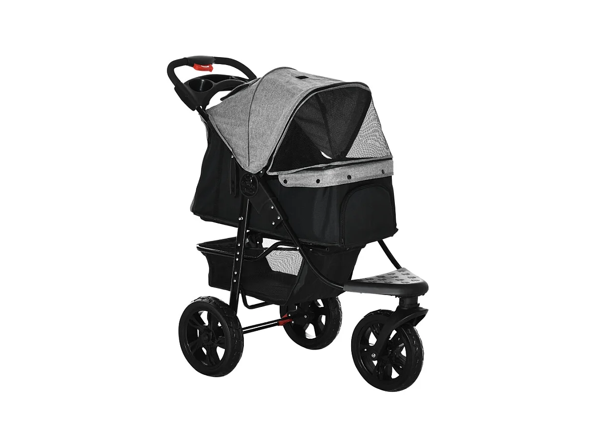 Opvouwbare hondenbuggy met luchtbanden, draagvermogen 25 kg, Oxford-stof, grijs (109,5 x 57,5 x 106,5 cm)