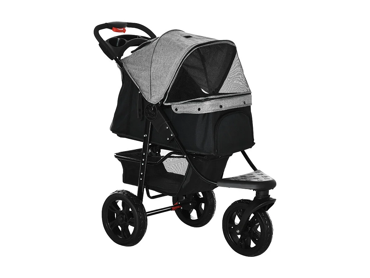 Opvouwbare hondenbuggy met luchtbanden, draagvermogen 25 kg, Oxford-stof, grijs (109,5 x 57,5 x 106,5 cm)
