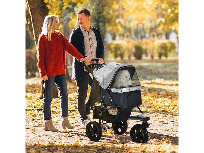 Opvouwbare hondenbuggy met luchtbanden, draagvermogen 25 kg, Oxford-stof, grijs (109,5 x 57,5 x 106,5 cm)