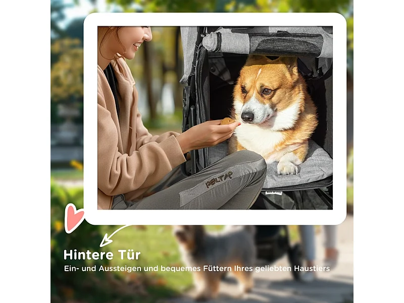 Opvouwbare hondenbuggy met luchtbanden, draagvermogen 25 kg, Oxford-stof, grijs (109,5 x 57,5 x 106,5 cm)