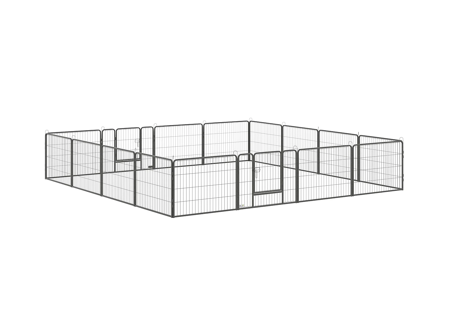Enclos pour chiots modulable, 16 segments avec 2 portes, acier, gris (80x1.5x60 cm)