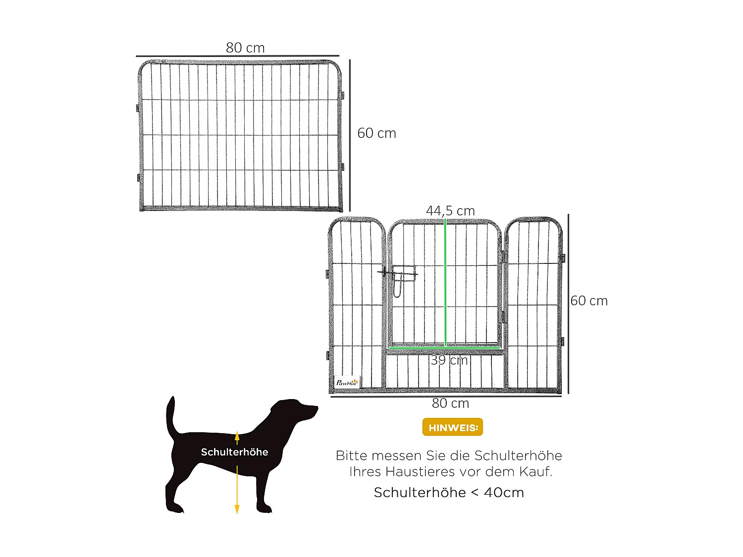 Modulaire puppyren, 16 segmenten met 2 deuren, staal, grijs (80x1,5x60 cm)