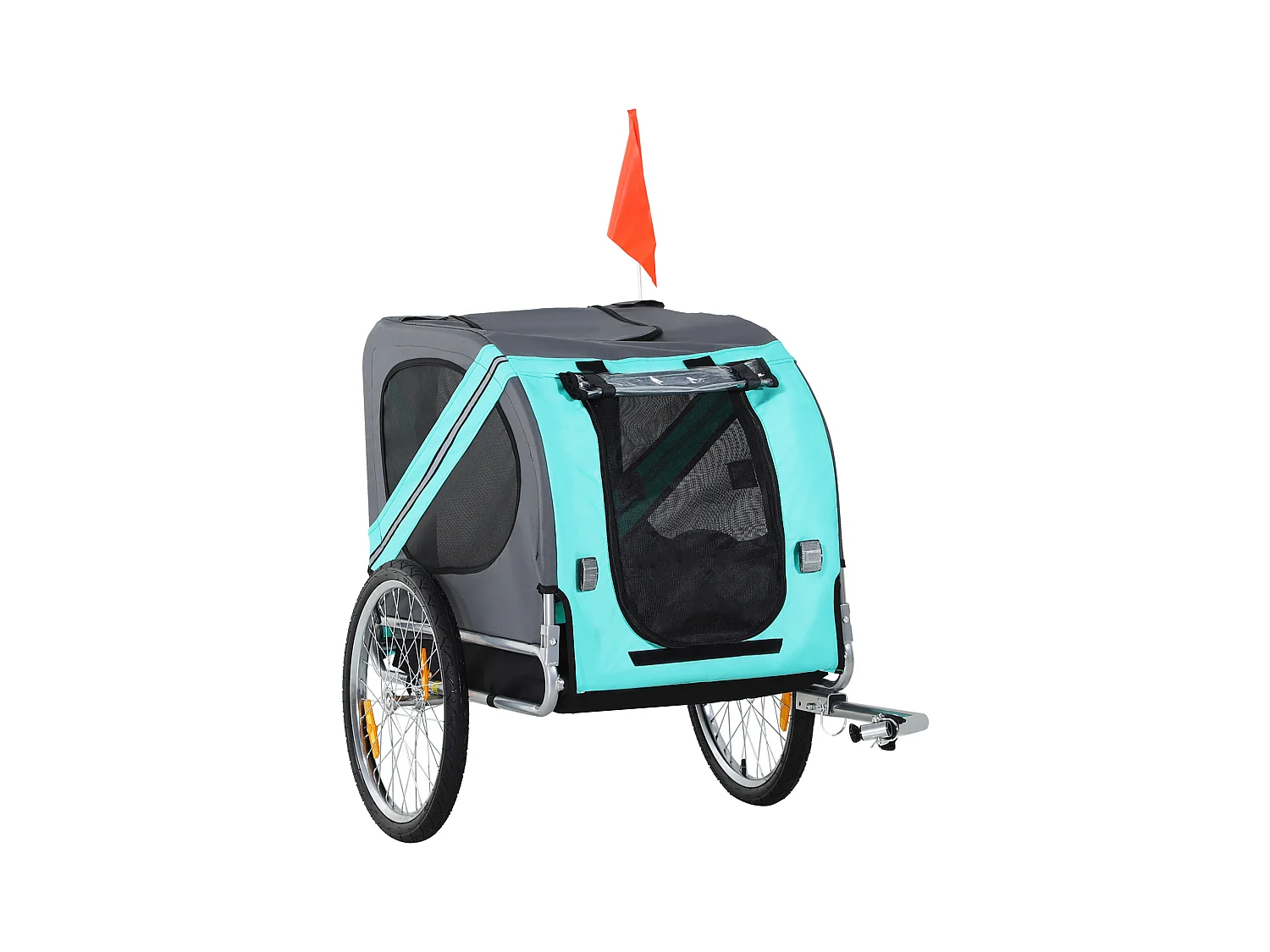 Remorque pour chien, pratique et sécurisée, tissu Oxford imperméable, aérée, grise (130x73x90cm)