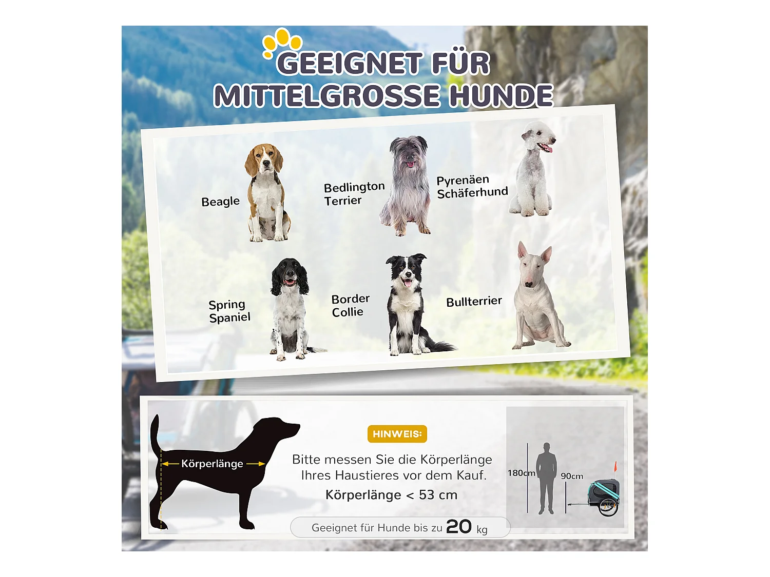 Remorque pour chien, pratique et sécurisée, tissu Oxford imperméable, aérée, grise (130x73x90cm)