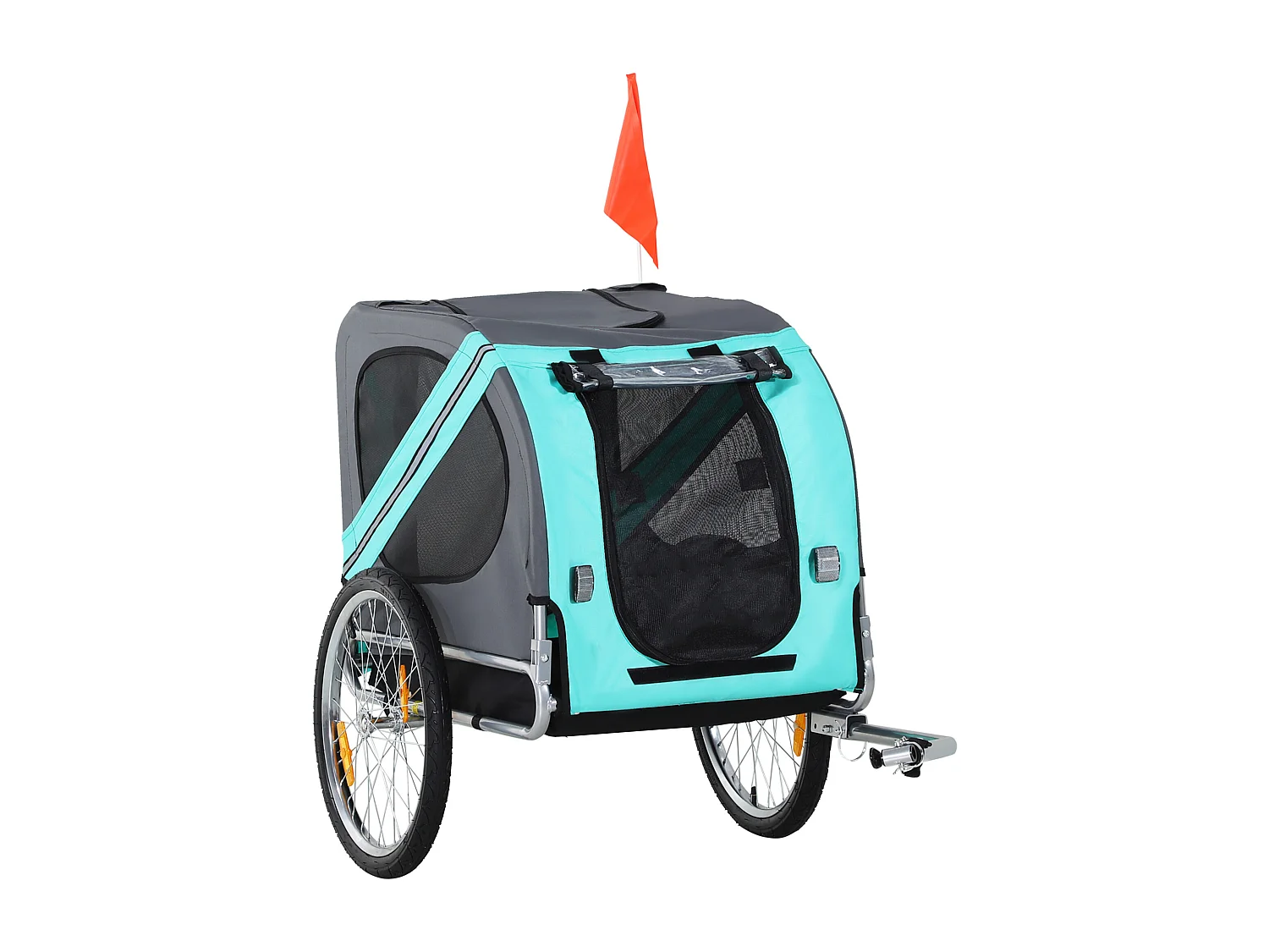 Remorque pour chien, pratique et sécurisée, tissu Oxford imperméable, aérée, grise (130x73x90cm)