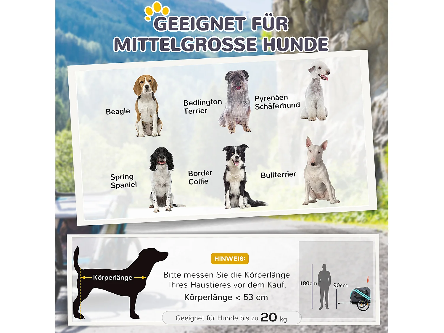 Remorque pour chien, pratique et sécurisée, tissu Oxford imperméable, aérée, grise (130x73x90cm)