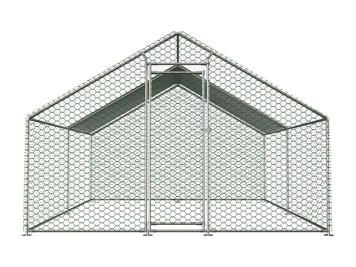 Enclos extérieur volailles/animaux, métal, bâche PE imperméable, serrure, argenté (300x400x200cm)