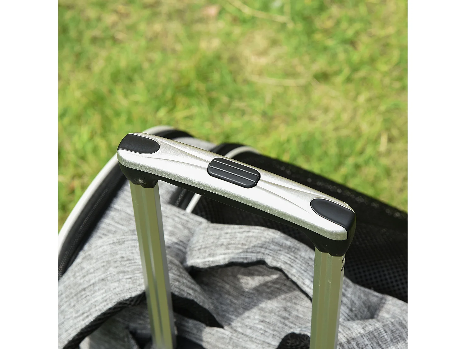 Sac de transport 2-en-1 pour chien et chat, design moderne, toile Oxford, gris, avec porte et fenêtre (43x33x51.5cm)