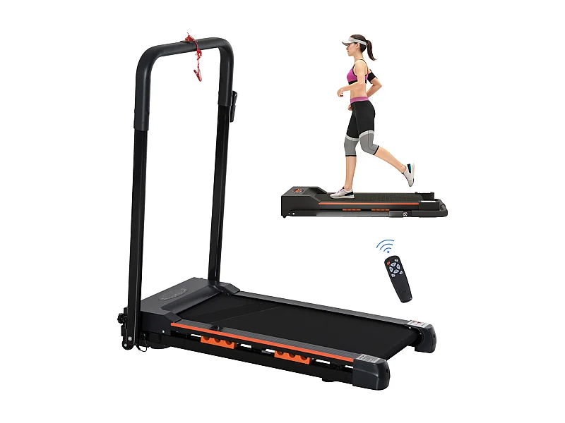 Opvouwbare elektrische loopband, 1-6 km/u, met LCD-scherm, staal, zwart (105x56x108,5 cm)