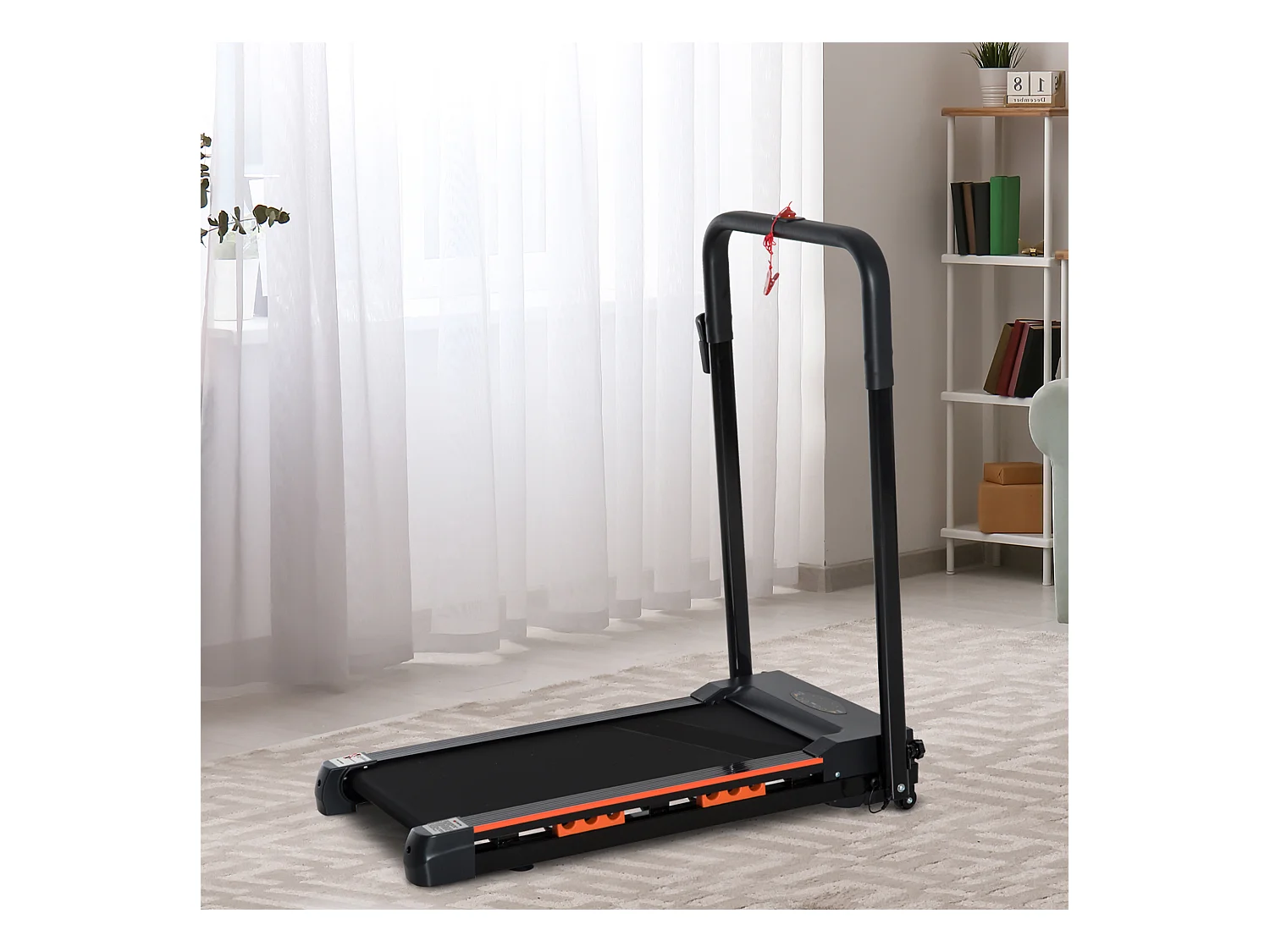 Tapis de course électrique pliable, 1-6 km/h, avec écran LCD, acier, noir (105x56x108.5 cm)