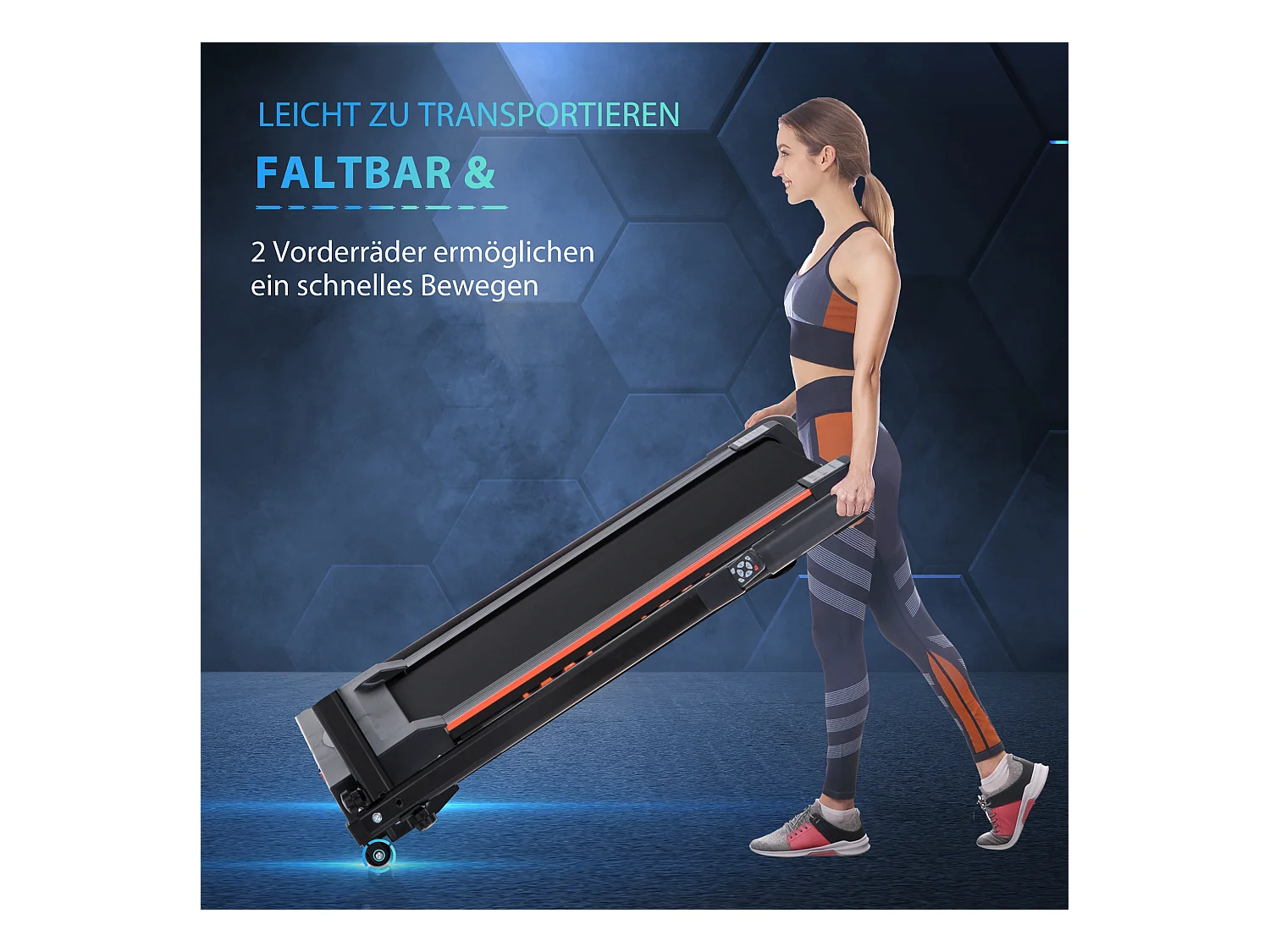 Tapis de course électrique pliable, 1-6 km/h, avec écran LCD, acier, noir (105x56x108.5 cm)