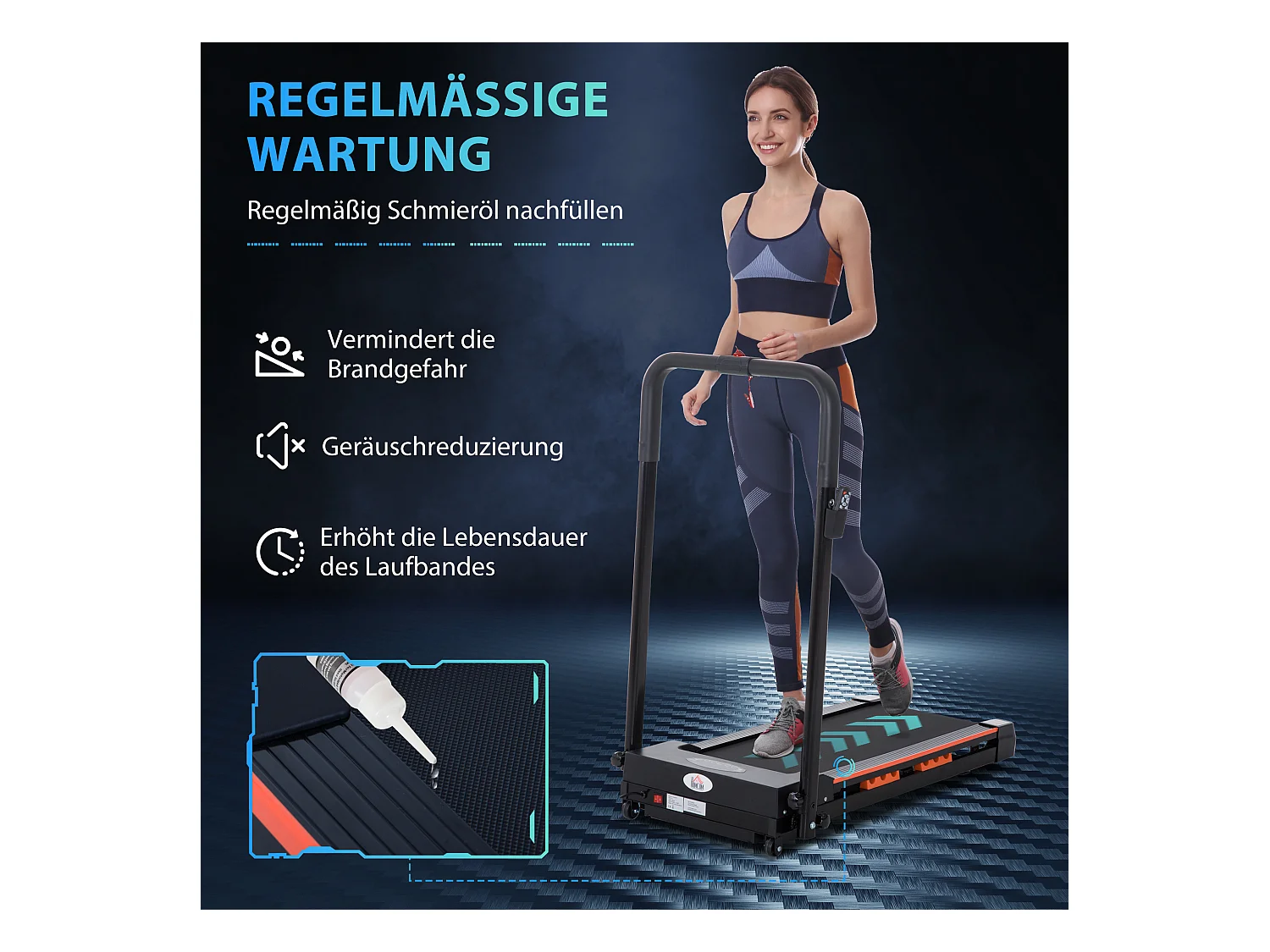 Tapis de course électrique pliable, 1-6 km/h, avec écran LCD, acier, noir (105x56x108.5 cm)