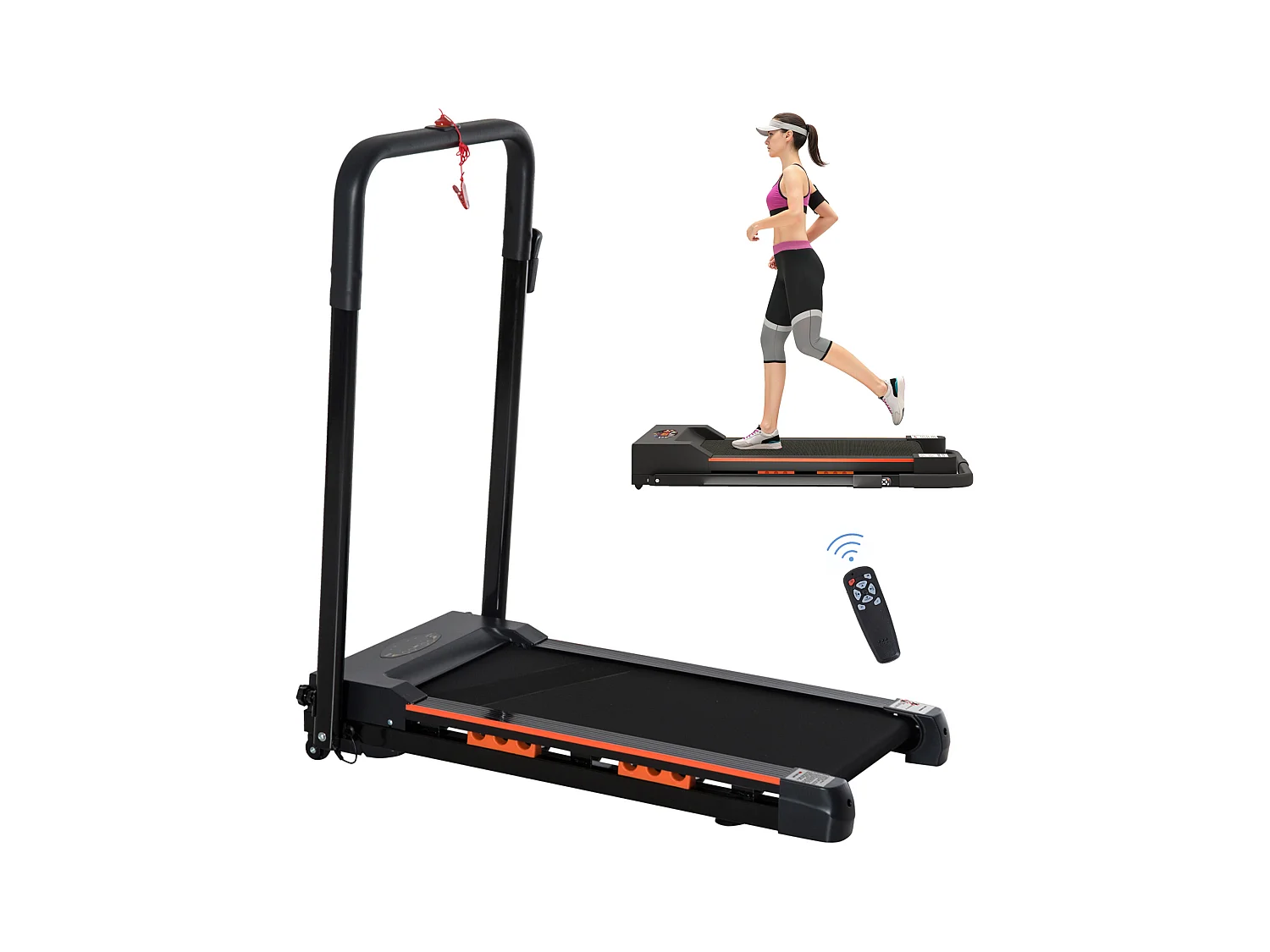 Cinta de correr eléctrica plegable, 1-6 km/h, con pantalla LCD, acero, color negro (105 x 56 x 108,5 cm)