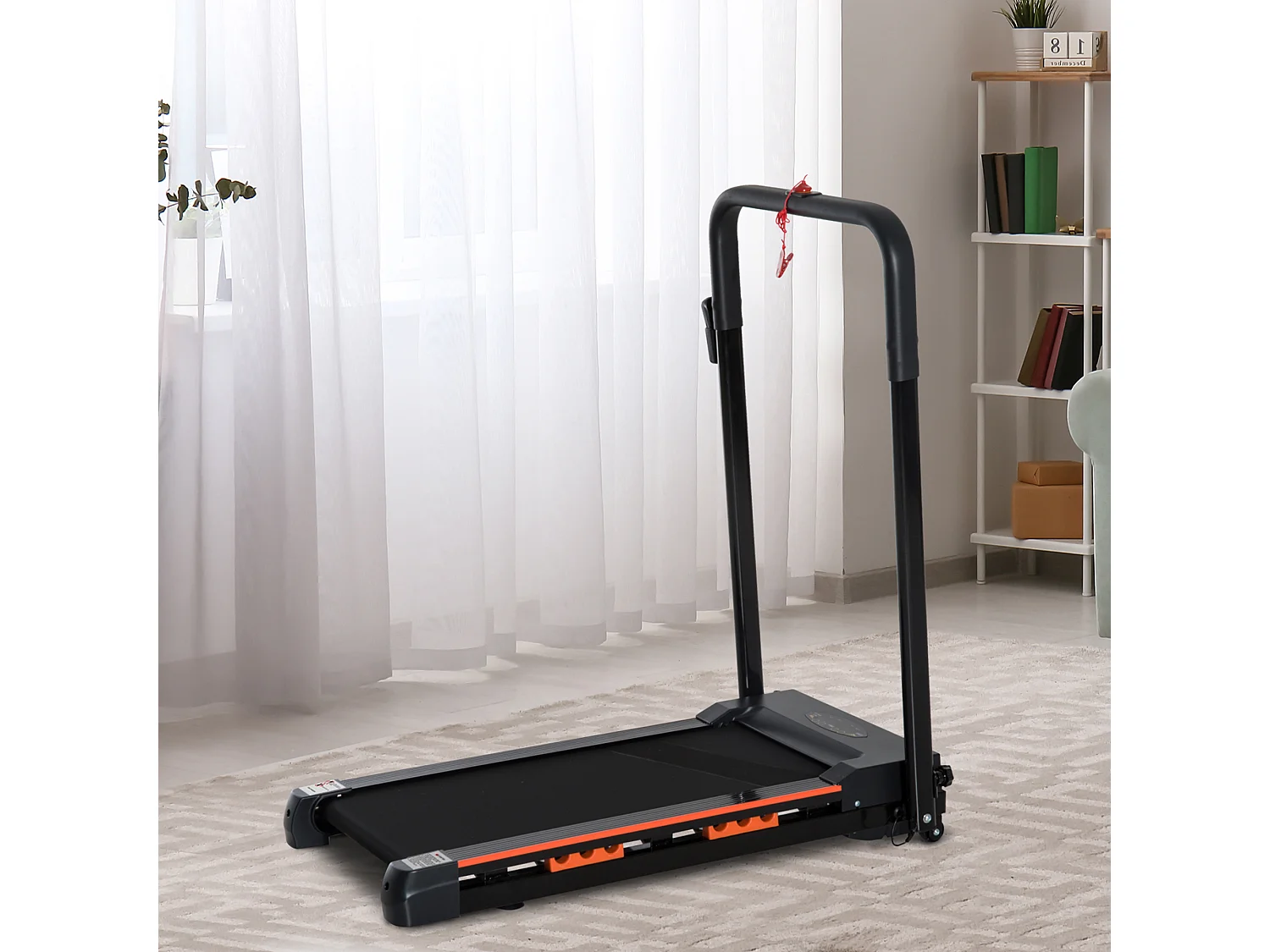 Tapis de course électrique pliable, 1-6 km/h, avec écran LCD, acier, noir (105x56x108.5 cm)