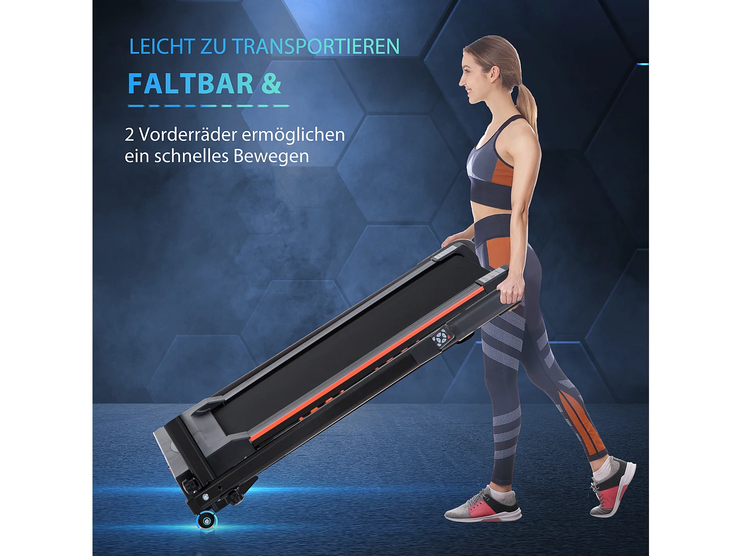 Tapis de course électrique pliable, 1-6 km/h, avec écran LCD, acier, noir (105x56x108.5 cm)