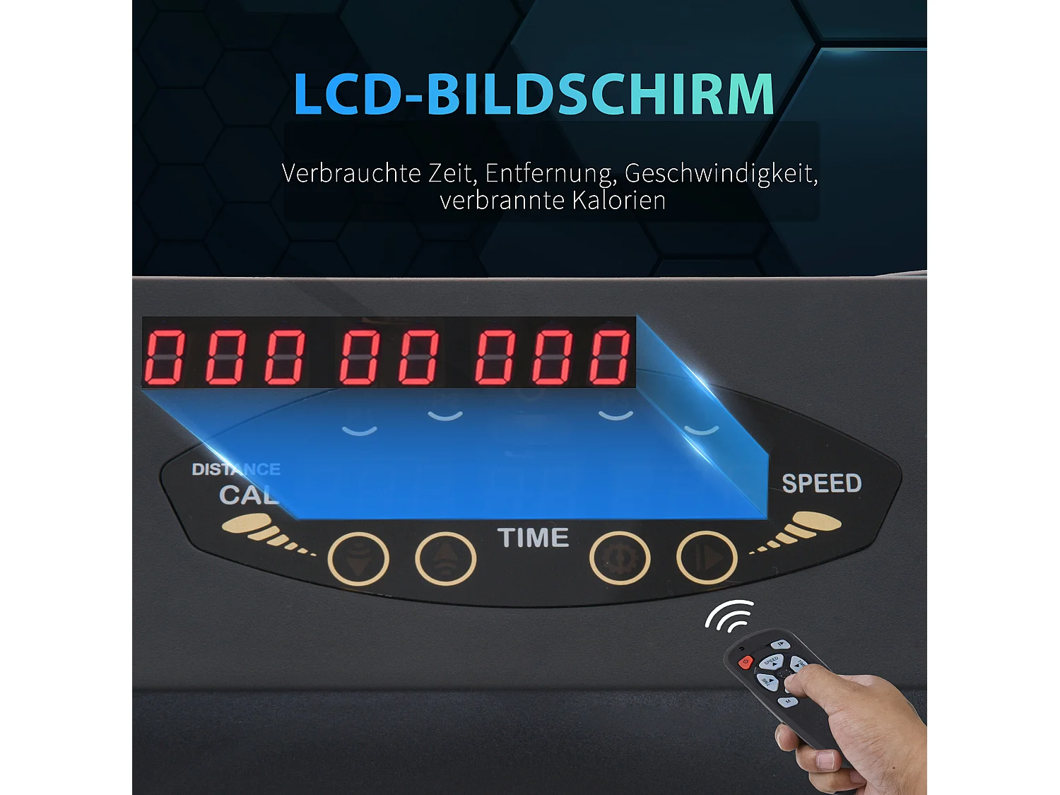 Tapis de course électrique pliable, 1-6 km/h, avec écran LCD, acier, noir (105x56x108.5 cm)