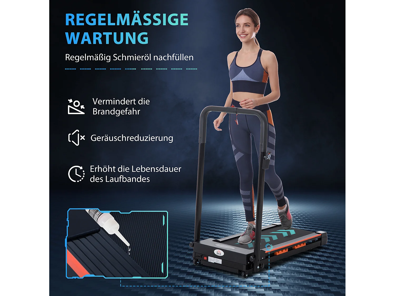 Tapis de course électrique pliable, 1-6 km/h, avec écran LCD, acier, noir (105x56x108.5 cm)