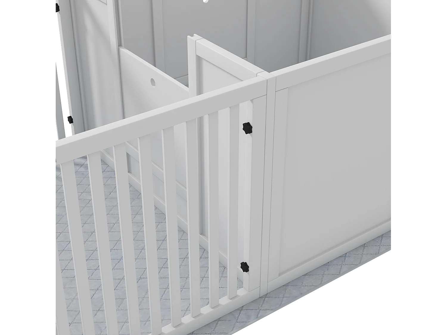 Gabbia per il parto dei cuccioli con cuscino impermeabile e porta regolabile, MDF, bianco (166x80x50cm)