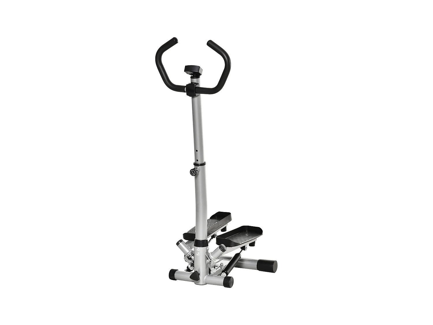 Stepper de fitness con asa, pantalla LCD, resistencia hidráulica, ABS negro (55 x 53 x 128 cm)
