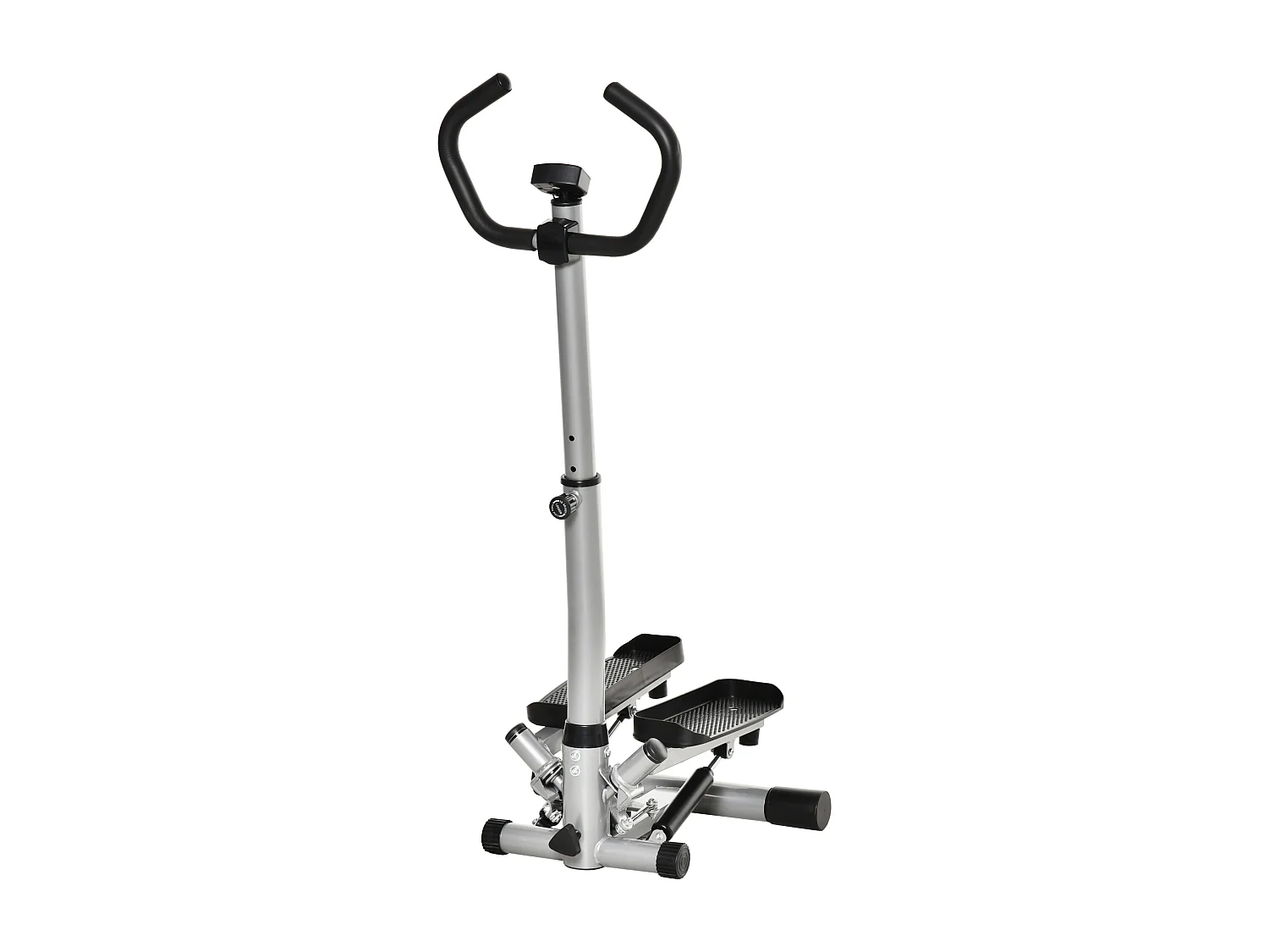 Stepper de fitness avec poignée, écran LCD, résistance hydraulique, ABS noir (55x53x128cm)