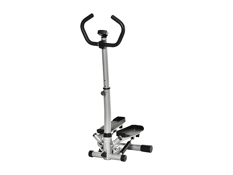 Stepper de fitness avec poignée, écran LCD, résistance hydraulique, ABS noir (55x53x128cm)