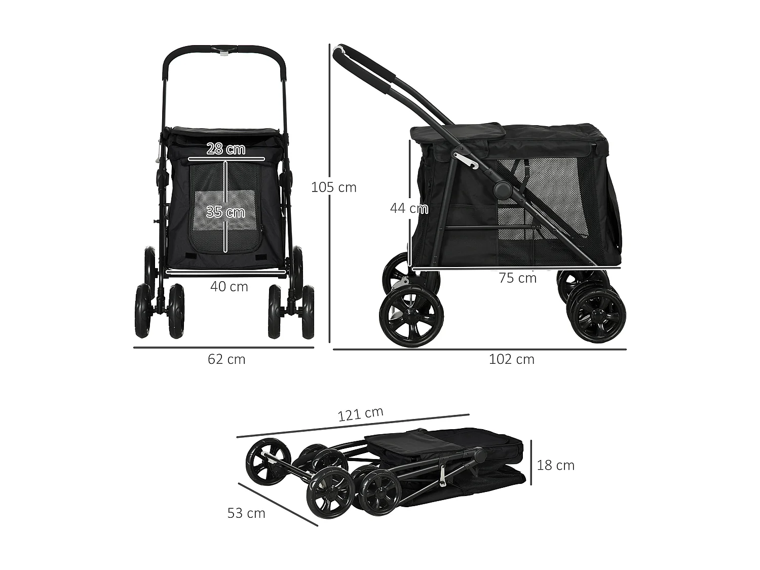 Remorque 3-en-1 pour chien, maison pour animal et transport, tissu Oxford, gris (132x65x74 cm)