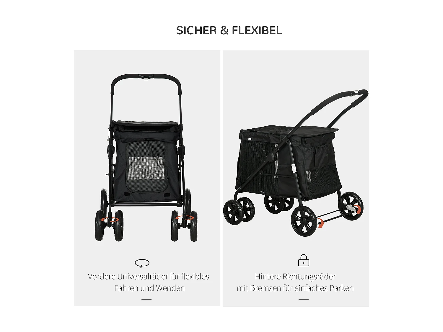 Remorque 3-en-1 pour chien, maison pour animal et transport, tissu Oxford, gris (132x65x74 cm)