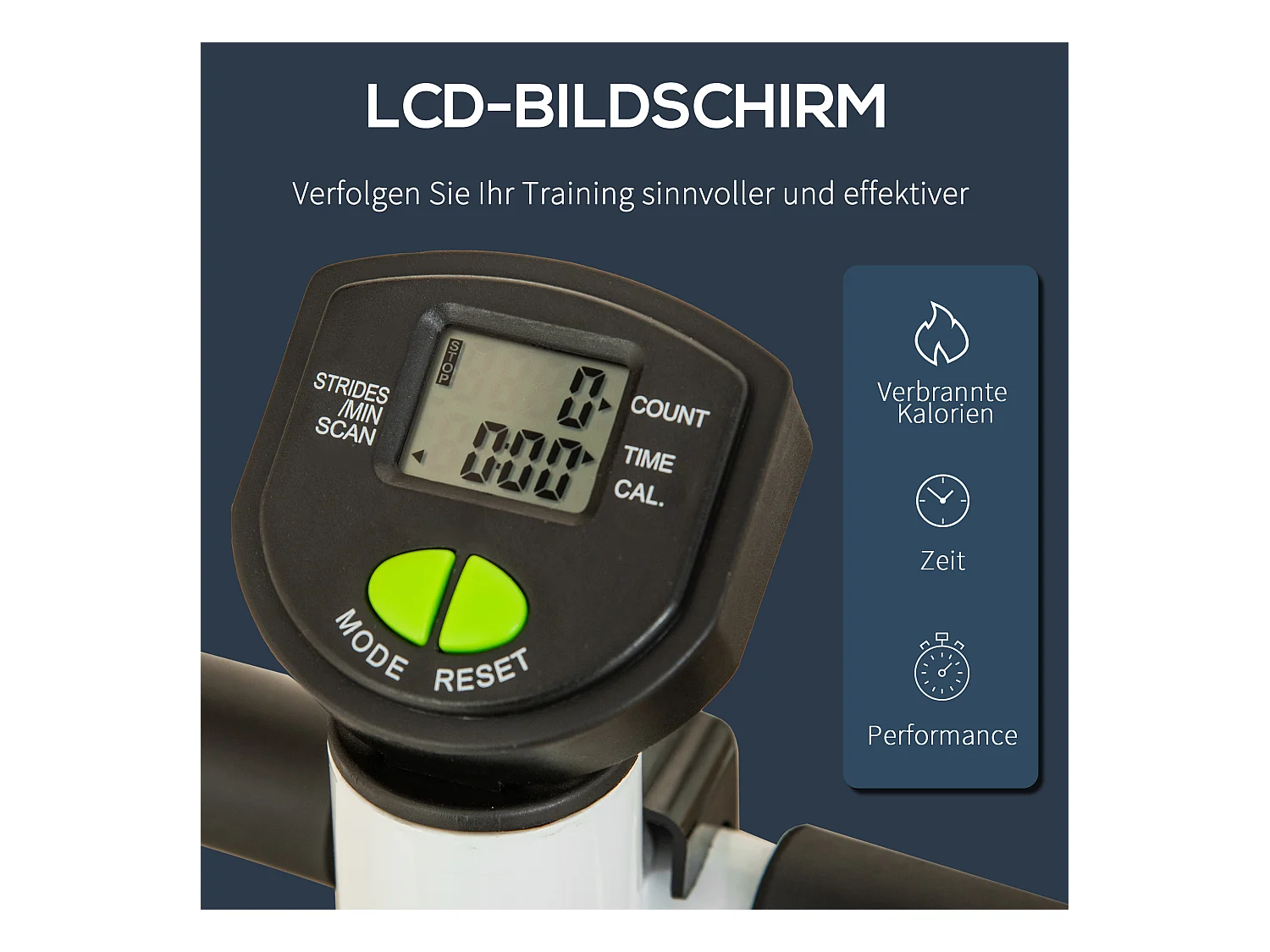 Stepper Fitness avec écran LCD et poignées, pour entraînement à domicile, acier et ABS, vert (55x44x108 cm)