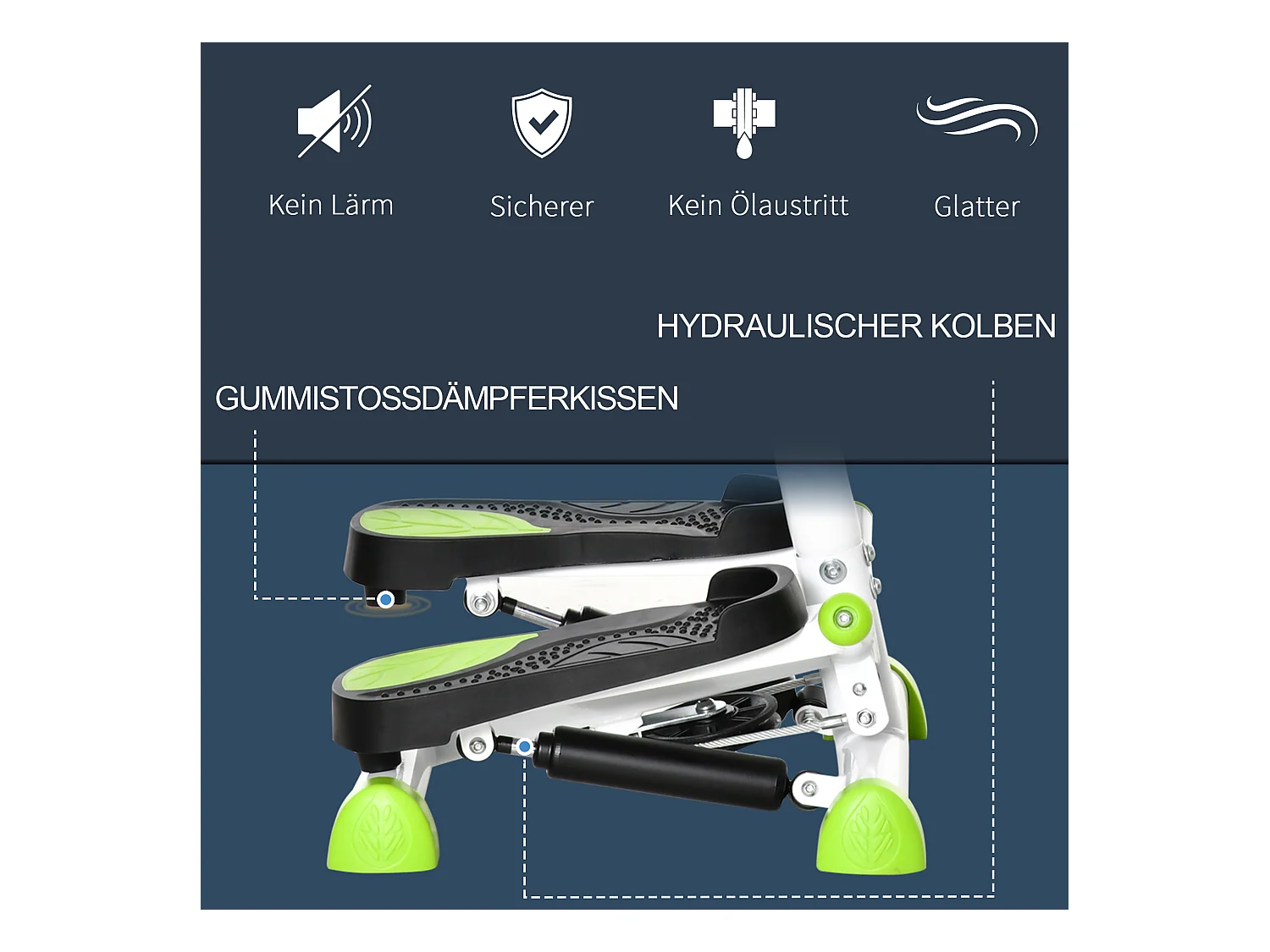 Stepper Fitness avec écran LCD et poignées, pour entraînement à domicile, acier et ABS, vert (55x44x108 cm)