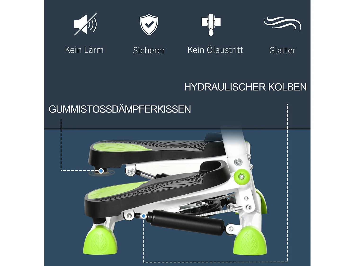 Stepper Fitness avec écran LCD et poignées, pour entraînement à domicile, acier et ABS, vert (55x44x108 cm)