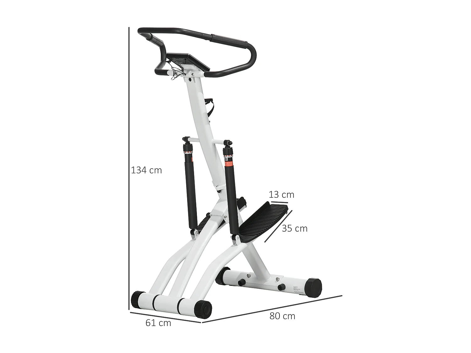 Stepper avec poignées, 12 niveaux de résistance, acier, noir et argent (80x61x134 cm)