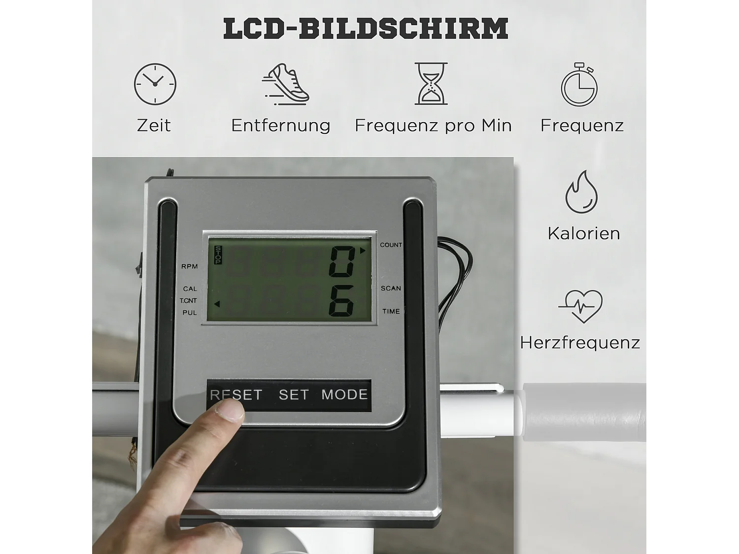Stepper avec poignées, 12 niveaux de résistance, acier, noir et argent (80x61x134 cm)