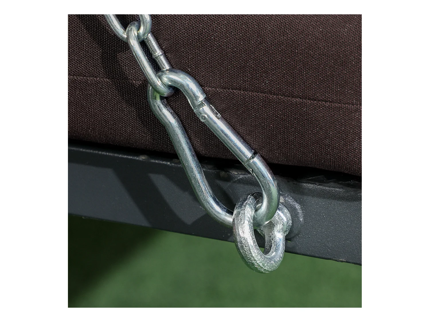 Balancelle de jardin 3 places avec toit orientable, métal et Textiline, marron (198x118x168cm)