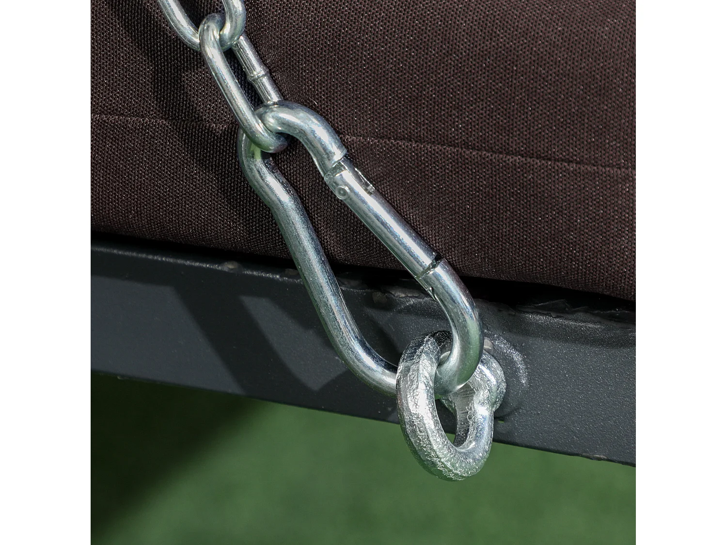 Balancelle de jardin 3 places avec toit orientable, métal et Textiline, marron (198x118x168cm)