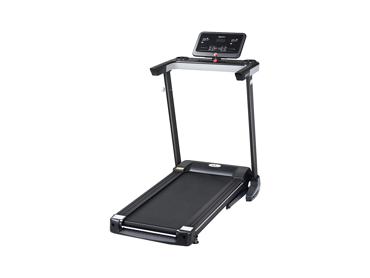 Cinta de correr motorizada plegable con 12 programas, soporte para teléfono, acero, color negro (71x128x122 cm)