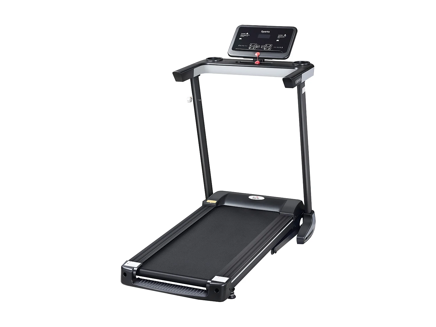 Tapis de course motorisé pliable avec 12 programmes, support pour téléphone, acier, noir (71x128x122 cm)