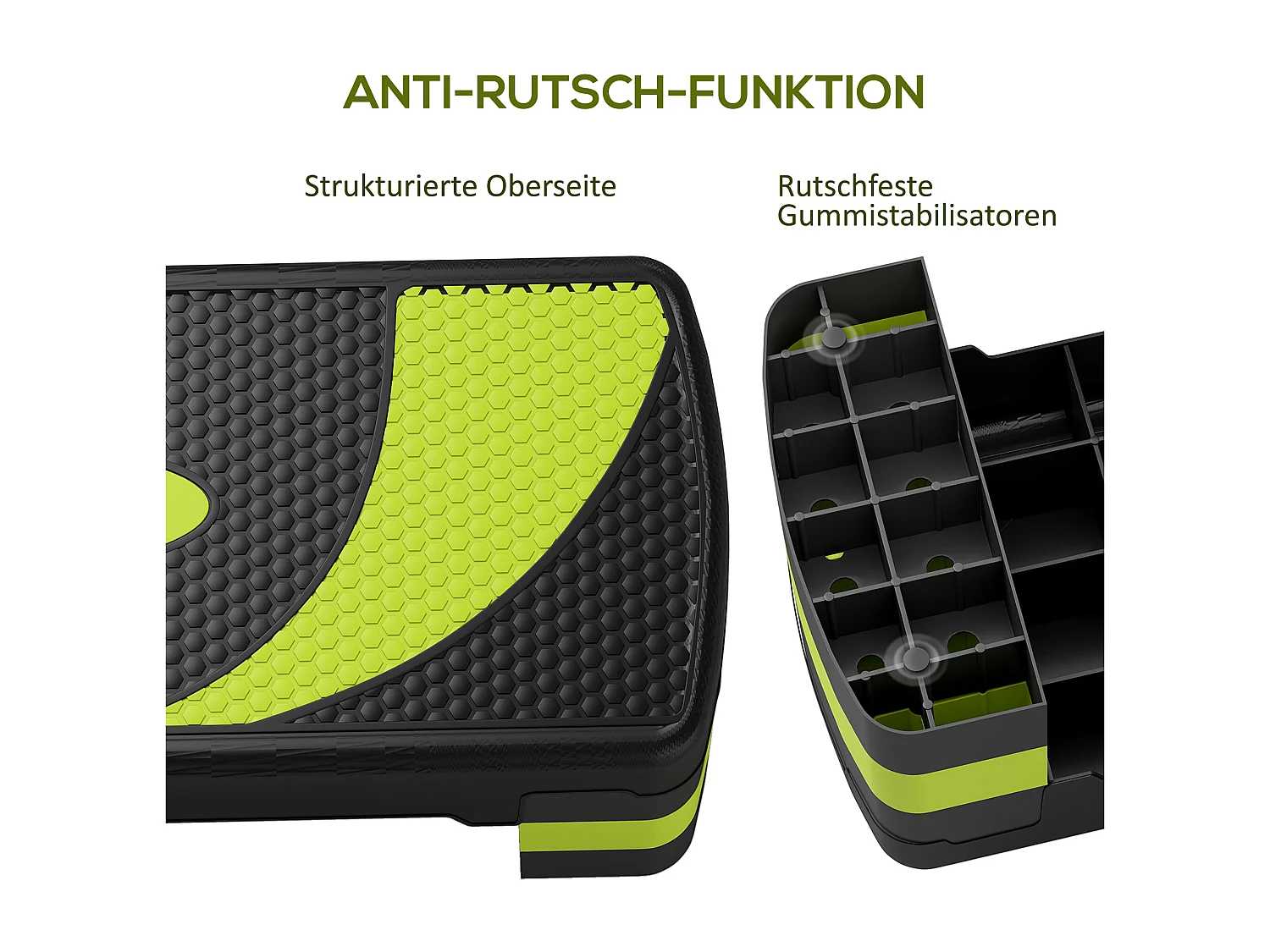 Stepper Aerobic avec hauteur réglable (10/15/20 cm), en plastique, vert (80x31x20 cm)