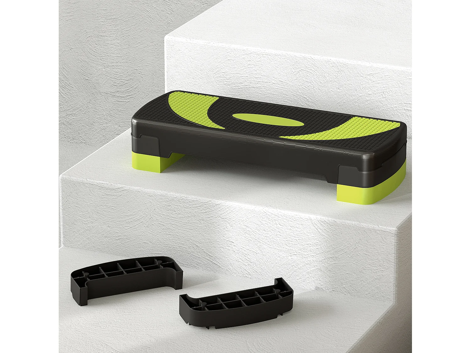 Stepper Aerobic avec hauteur réglable (10/15/20 cm), en plastique, vert (80x31x20 cm)