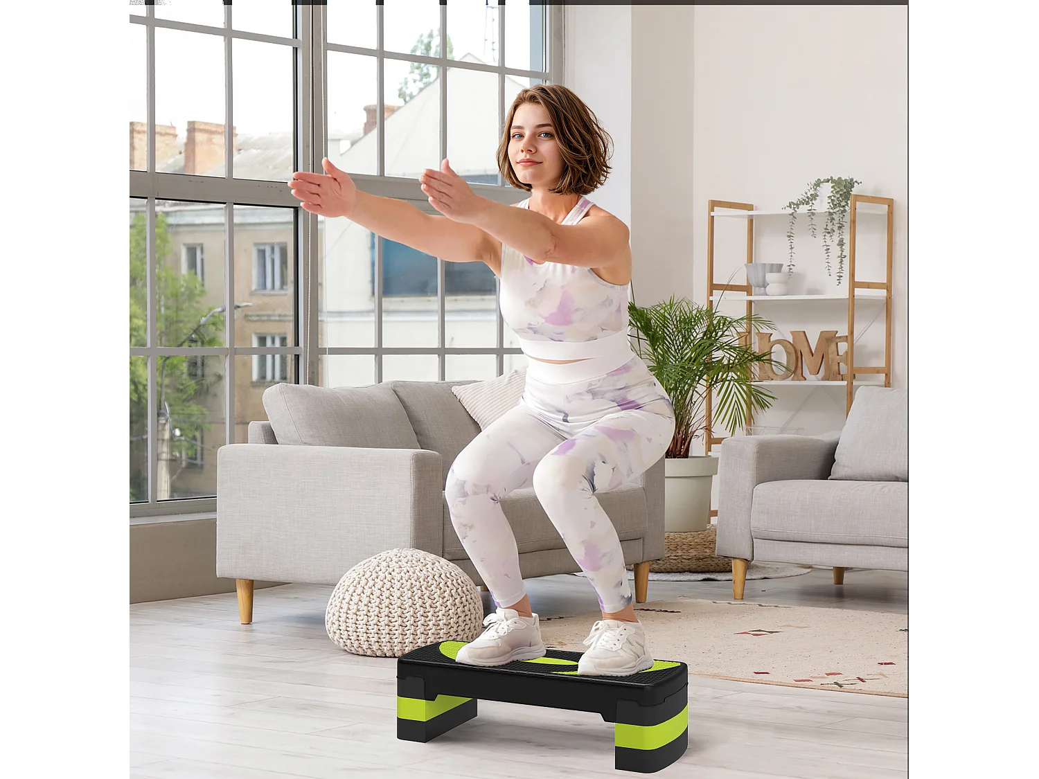 Stepper Aerobic avec hauteur réglable (10/15/20 cm), en plastique, vert (80x31x20 cm)