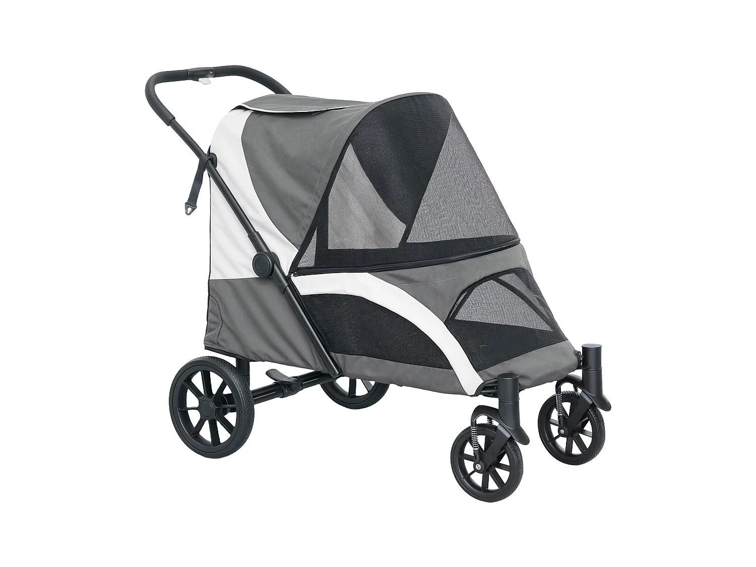 Poussette pliante pour chien et chat jusqu'à 30 kg, polyester, gris foncé (124x67x100 cm)