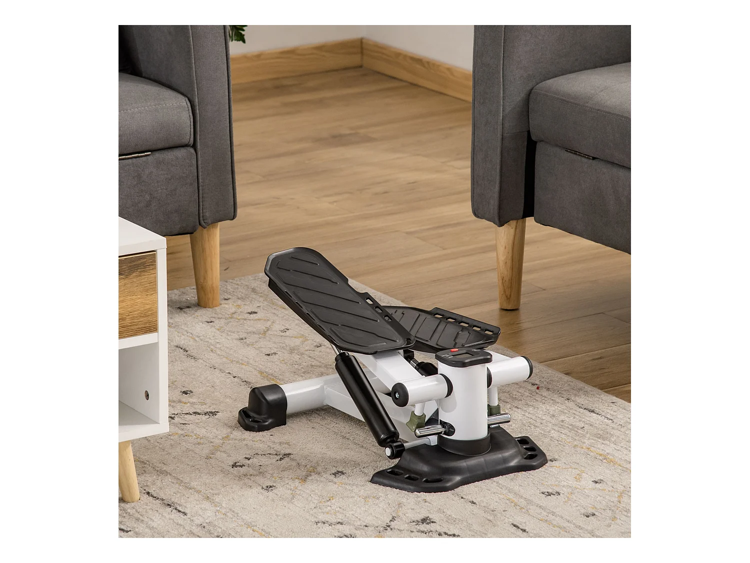 Mini Stepper avec LCD, 8 niveaux de résistance magnétique, acier, blanc (48x34x21 cm)