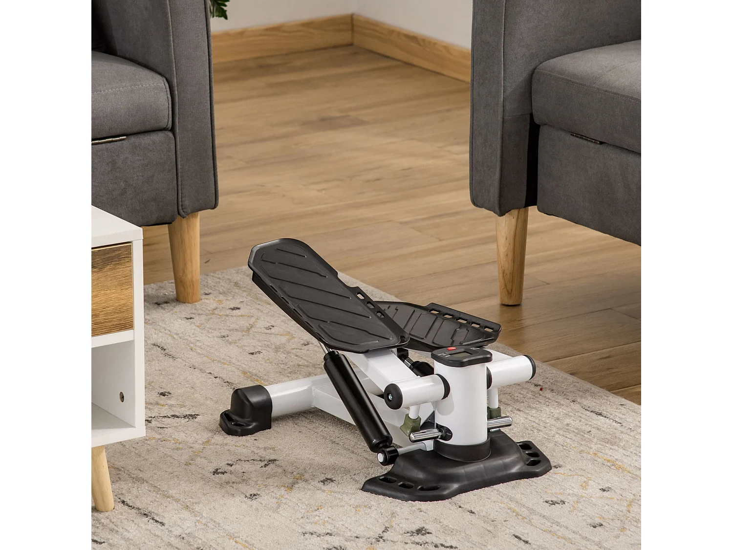 Mini Stepper avec LCD, 8 niveaux de résistance magnétique, acier, blanc (48x34x21 cm)