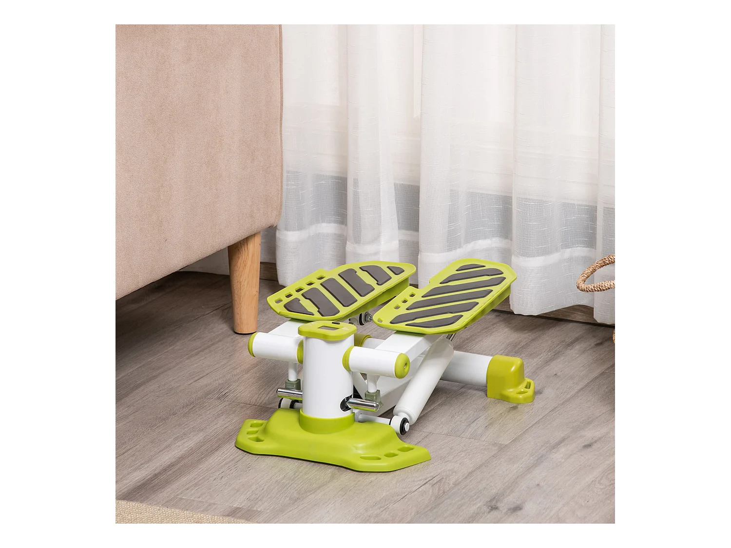 Mini stepper antidérapant avec écran LCD, double pédales, cadre acier, jaune (48x34x21cm)