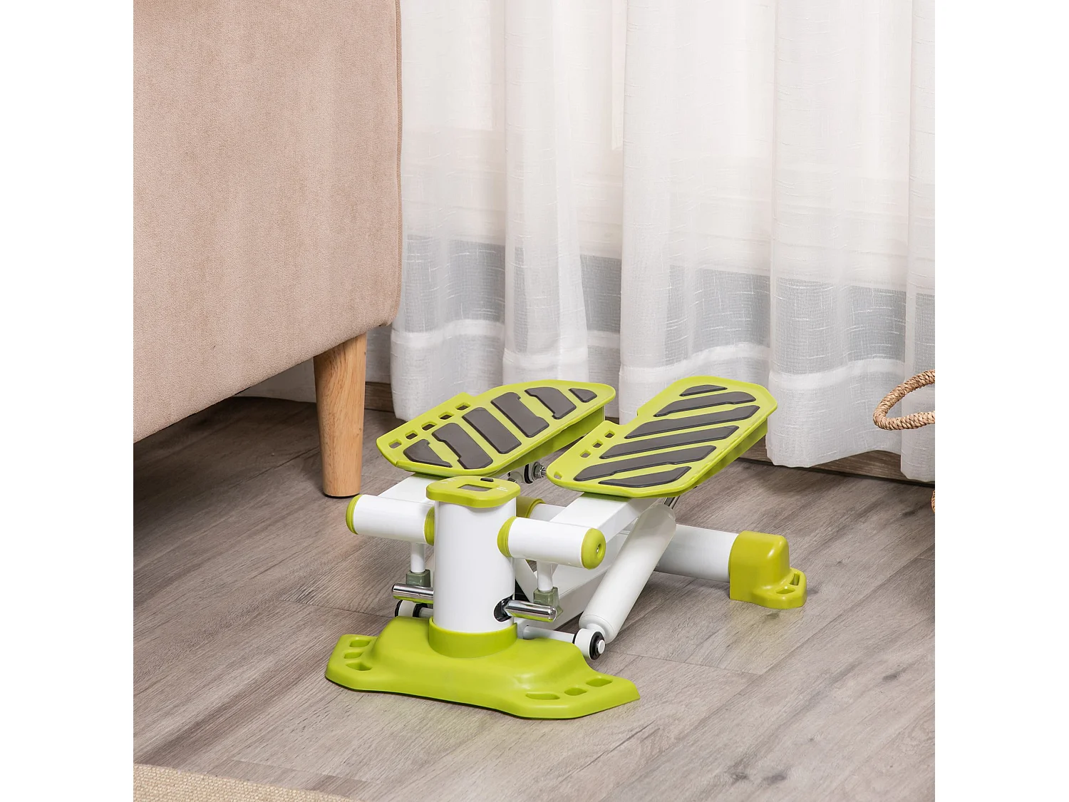 Mini stepper antidérapant avec écran LCD, double pédales, cadre acier, jaune (48x34x21cm)