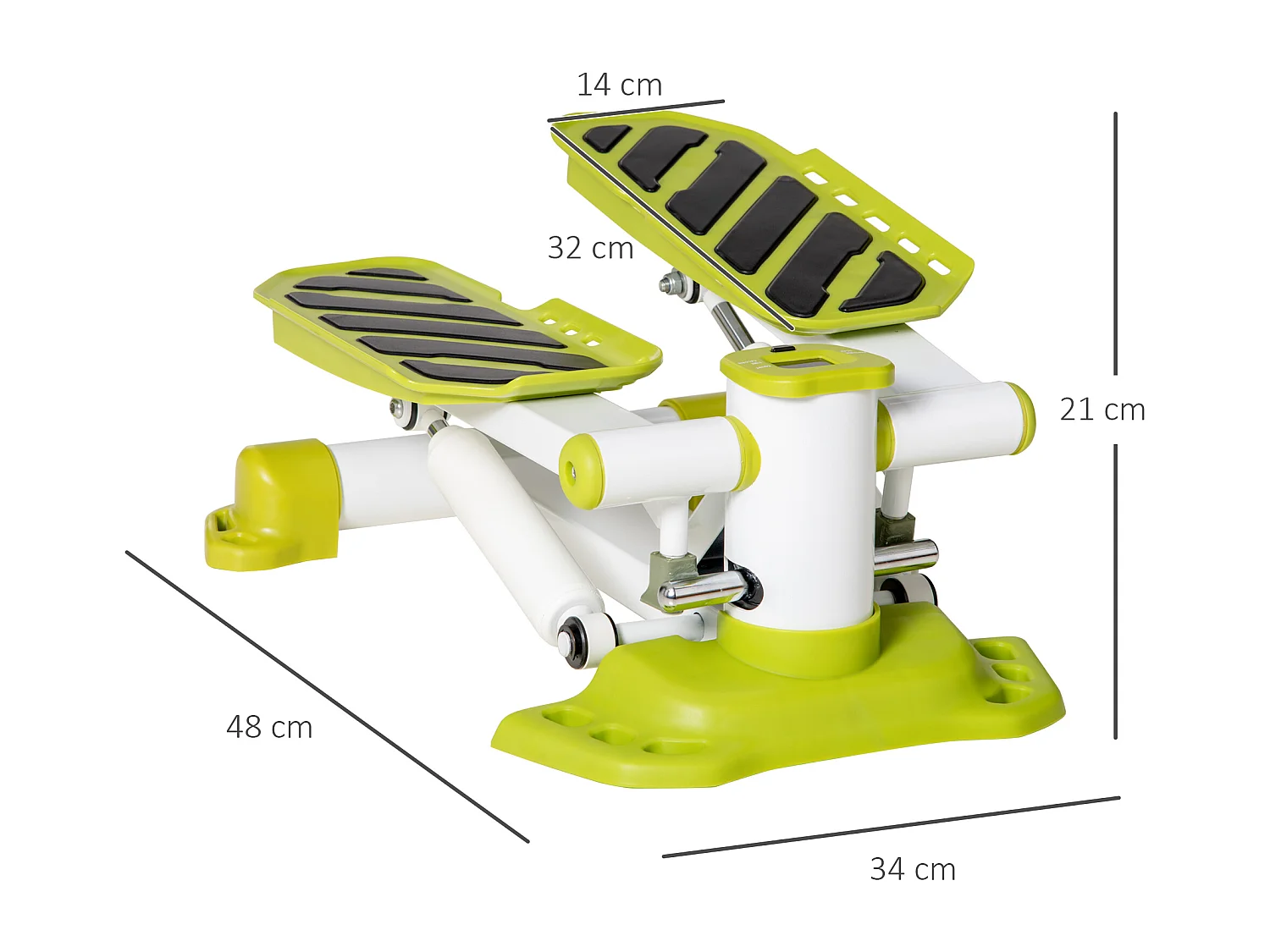 Mini stepper antidérapant avec écran LCD, double pédales, cadre acier, jaune (48x34x21cm)