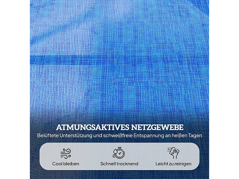 Chaise longue pliante, réglable et résistante aux intempéries, polyester, noir et bleu foncé (194x72x31 cm)