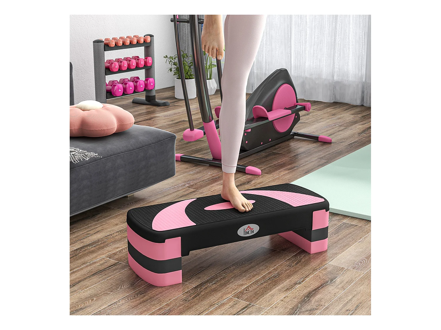 Verstelbare Aerobic Stepper, Kunststof, voor Fitness en Thuistraining, Zwart (80x31x20 cm)