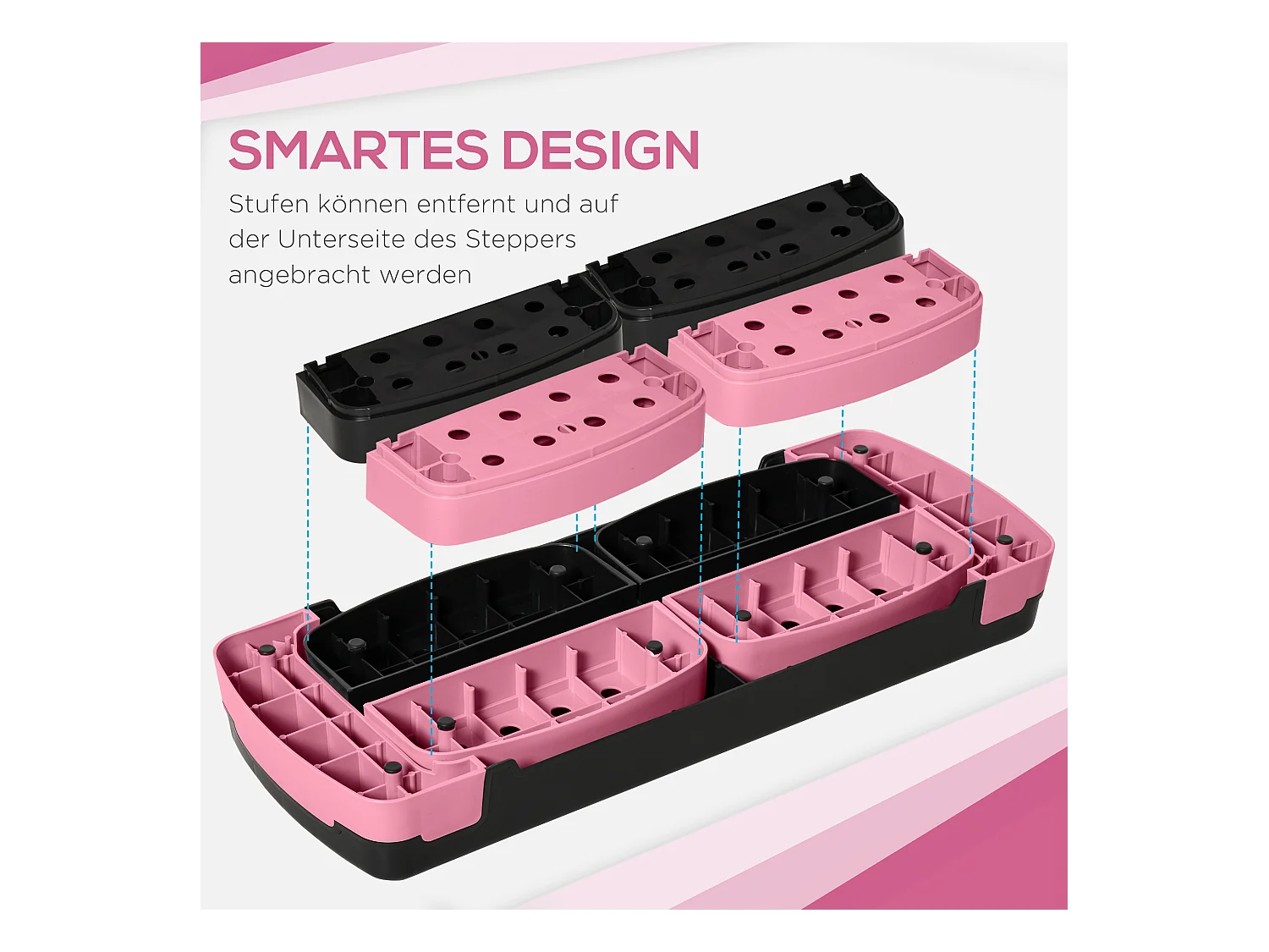 Verstelbare Aerobic Stepper, Kunststof, voor Fitness en Thuistraining, Zwart (80x31x20 cm)