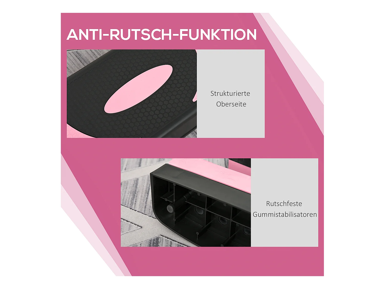 Verstelbare Aerobic Stepper, Kunststof, voor Fitness en Thuistraining, Zwart (80x31x20 cm)