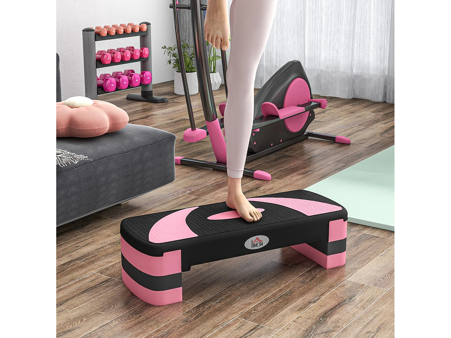 Stepper Aerobic réglable, en plastique, pour fitness et entraînement à domicile, noir (80x31x20 cm)